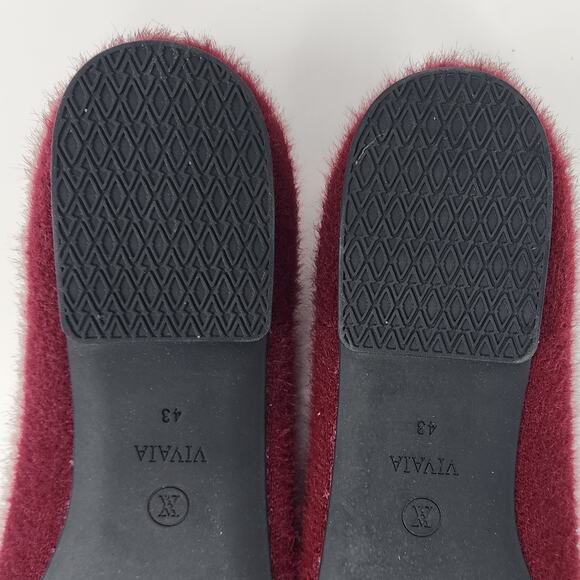 Vivaia Margot 2.0 Flats Size EU43/US11 Bordeaux Maroon Square-Toe Faux Mink - Picture 15 of 15